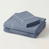 Sábana Básicos azul para cama doble 140x190 cm en microfibra suavizada con elástico