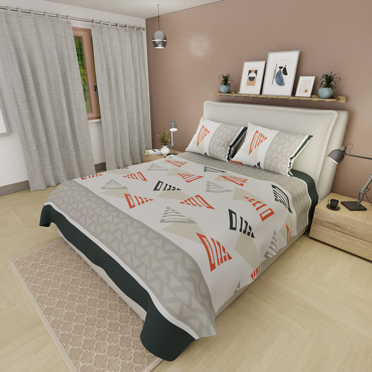 Juego de sábanas Concreto Vivo para cama doble triángulos 140x190 cm 180 hilos algodón poliéster