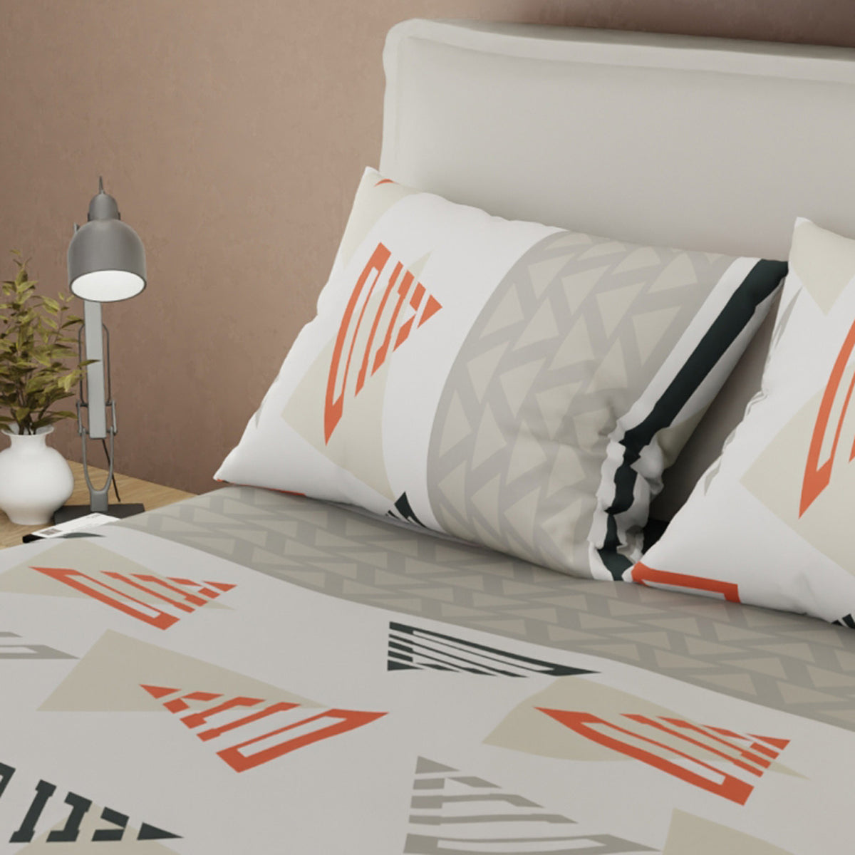 Juego de sábanas Concreto Vivo para cama doble triángulos 140x190 cm 180 hilos algodón poliéster