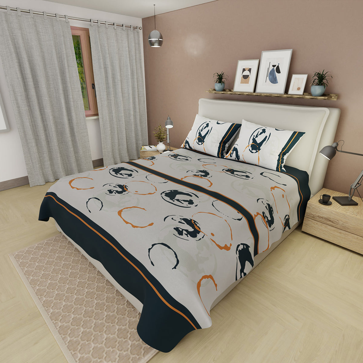 Juego de sábanas Vibe Room semidoble gris y azul 120x190 cm 180 hilos