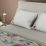 Juego de sábanas Follaje queen gris y rosado en microfibra 160x190 cm