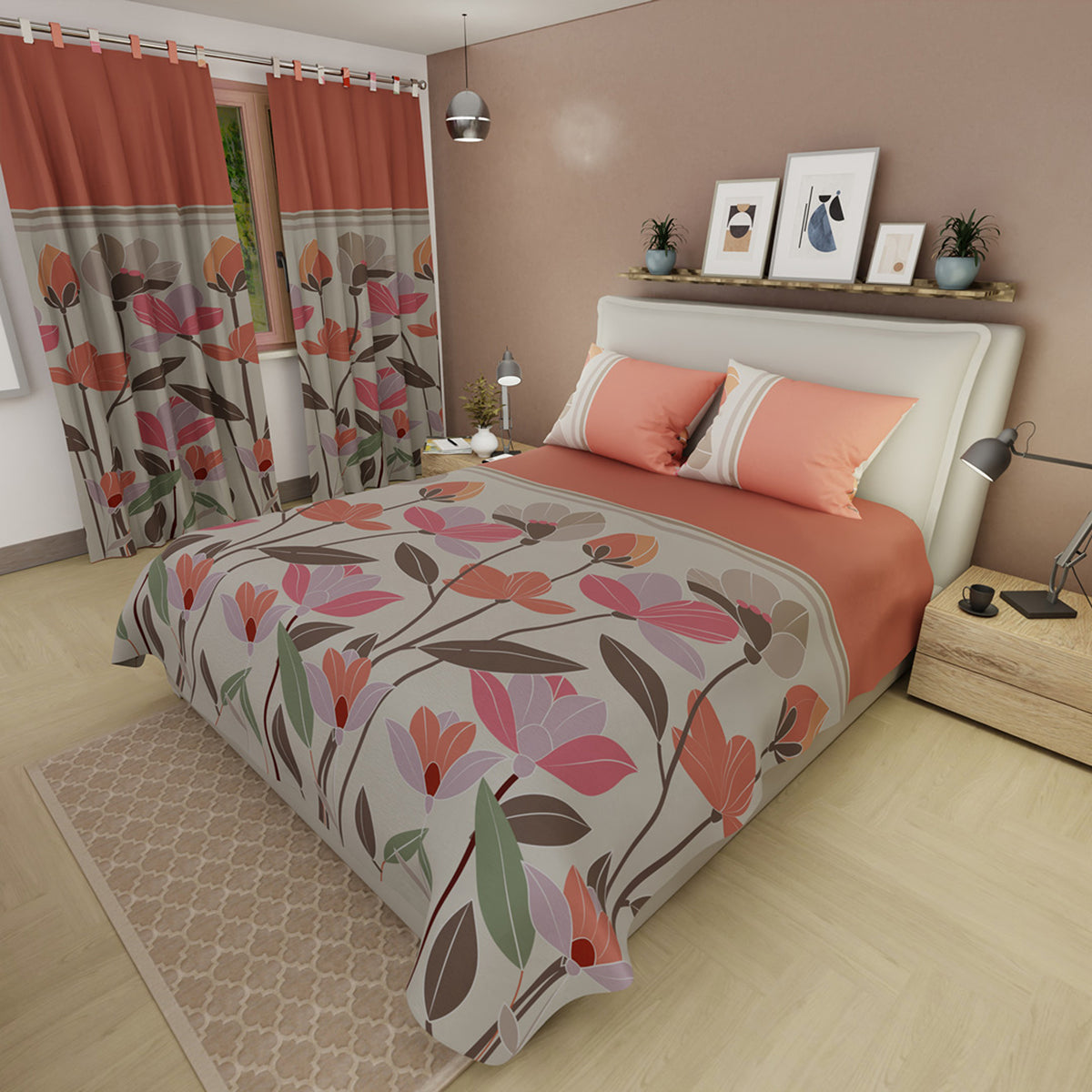 Juego de sábanas Pradera Avellana king 200x200 cm en microfibra