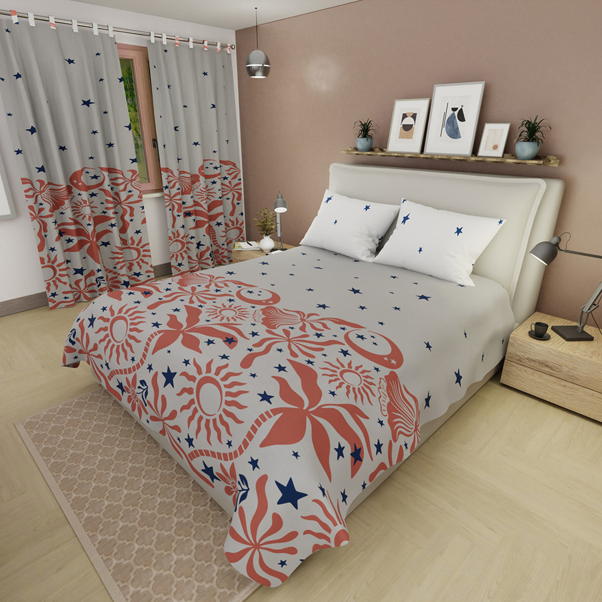 Juego de sábanas Cielo Terrenal queen gris microfibra 160x190 cm