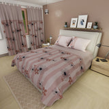 Juego de sábanas Delicate Line Flower para cama doble palo de rosa en microfibra 140x190 cm