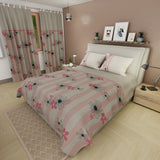 Juego de sábanas Delicate Line Flower para cama doble rosa en microfibra 140x190 cm