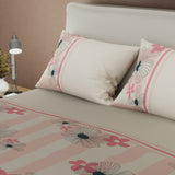 Juego de sábanas Delicate Line Flower para cama doble rosa en microfibra 140x190 cm