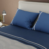 Juego de sábanas Sinfonía Zafiro sencillo gris y azul microfibra 100x190 cm 3 piezas
