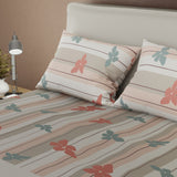 Juego de sábanas Franja Silvestre para cama doble gris claro y beige en microfibra 140x190 cm