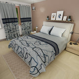 Juego de sábanas Vanguardia para cama doble gris y azul marino en microfibra 140x190 cm