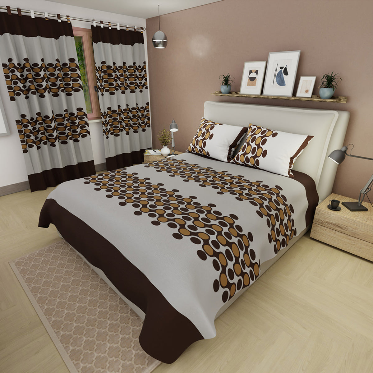 Juego de sábanas Esferas para cama doble gris claro microfibra 140x190 cm