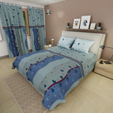 Juego de sábanas Marea Romántica para cama doble azul celeste en microfibra 140x190 cm