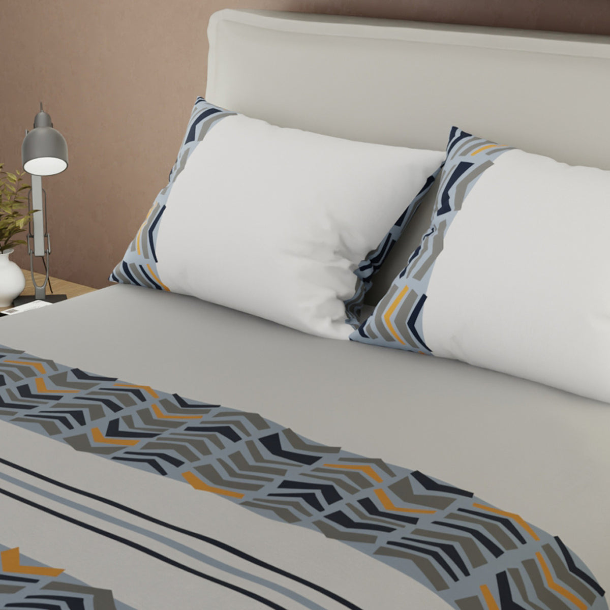 Juego de sábanas Vanguardia para cama doble gris claro en microfibra 140x190 cm 4 piezas