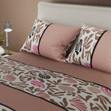 Juego de sábanas Mocha Coral para cama doble gris y palo de rosa en microfibra 140x190 cm