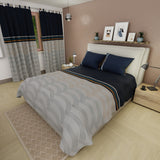 Juego de sábanas Sinfonía Zafiro sencillo azul y gris microfibra 100x190 cm 3 piezas