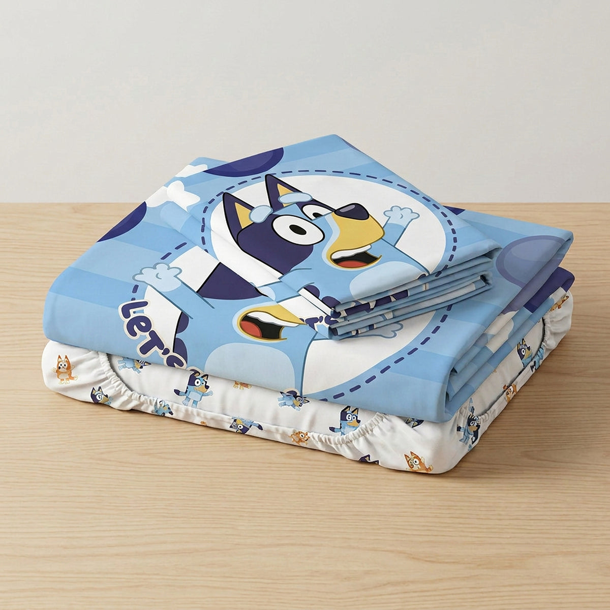 Juego de sábanas Bluey azul semidoble 120x190 cm en microfibra suavizada
