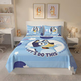 Juego de sábanas Bluey azul semidoble 120x190 cm en microfibra suavizada