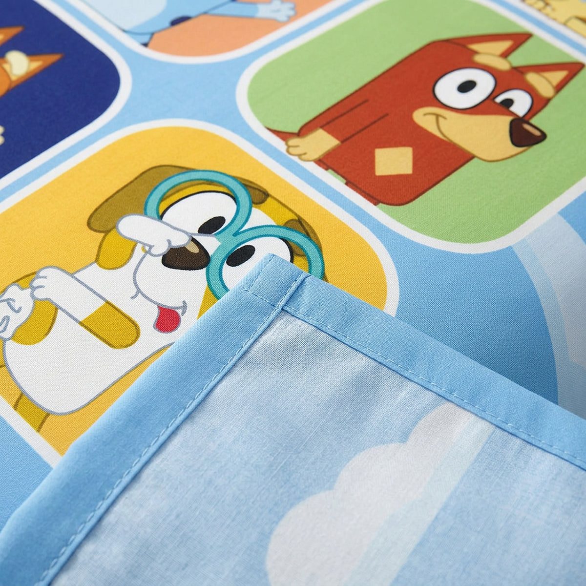 Juego de sábanas azul Bluey y Amigos para cama doble 140x190 cm en microfibra suavizada