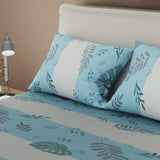 Sábana ajustable Avoria Salvaje para cama doble azul turquesa en microfibra 140x190 cm
