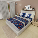 Sábana ajustable Neo Trazo para cama doble gris claro y azul marino en microfibra 140x190 cm