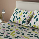 Sábana ajustable Viento Verde sencilla gris y verde estampada en microfibra 100x190 cm