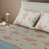 Sábana ajustable Berry Blush para cama doble azul turquesa estampada en microfibra 140x190 cm