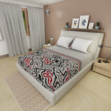 Sábana ajustable Tinta Escarlata para cama doble gris y roja en microfibra 140x190 cm con fundas