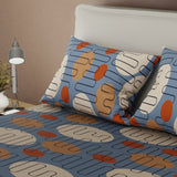 Sábana ajustable Trazo Memphis para cama doble azul en microfibra 140x190 cm
