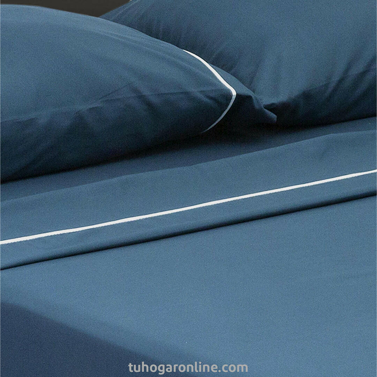 Juego de sábanas Básicos para cama doble azul en microfibra suavizada 140x190 cm