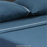 Juego de sábanas Básicos para cama doble azul en microfibra suavizada 140x190 cm