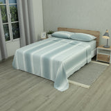Sábana plana Equilibrio para cama doble verde en microfibra suavizada 140x190 cm