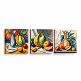 Lienzo Tríptico Cuadros Decorativos Esencia Frutal Arte Moderno 34x34cm cu