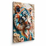 Lienzo Cuadro Decorativo Tigre Abstracto Efecto Relieve 93x60cm