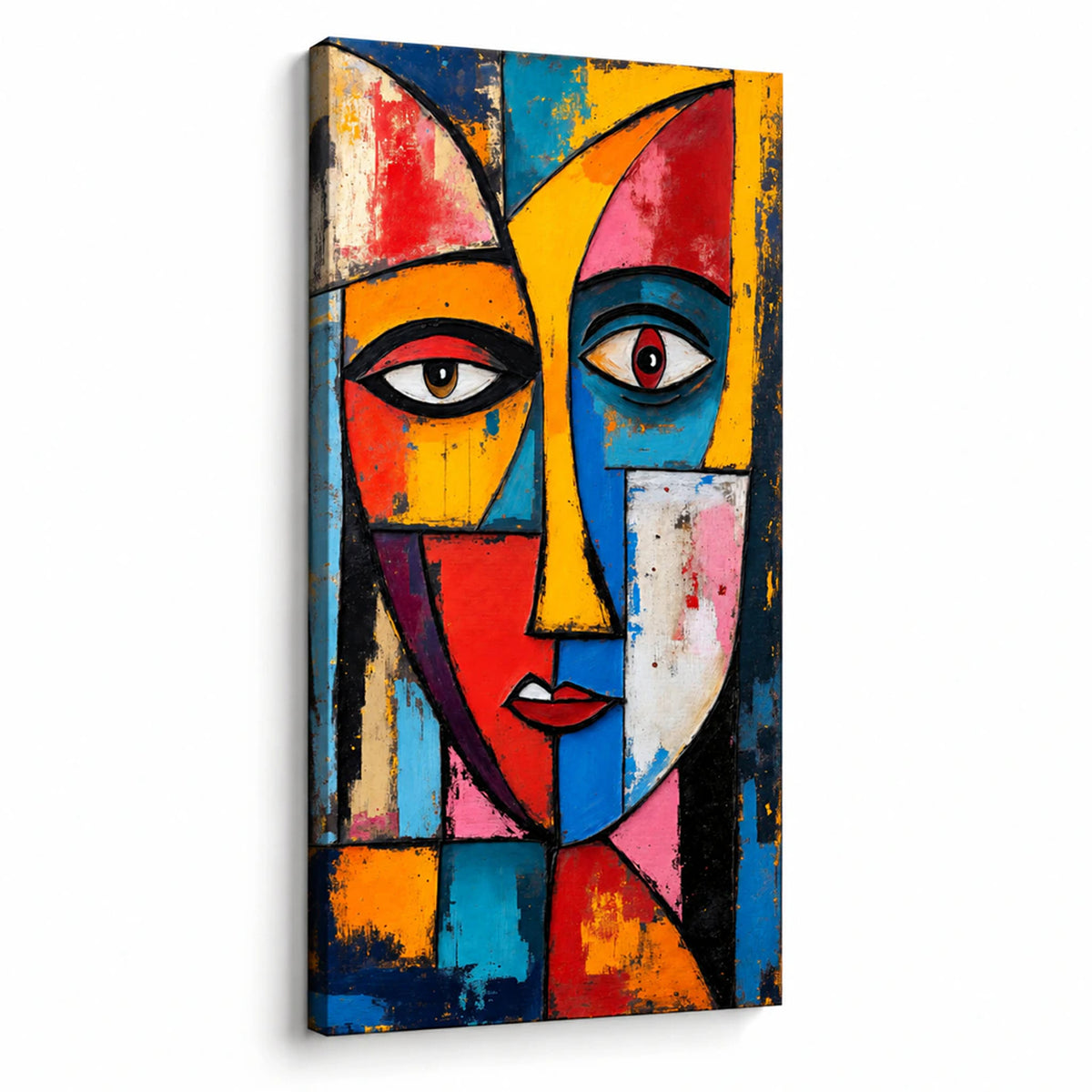 Lienzo Cuadro Decorativo Rostro Cubista Arte Abstracto Moderno 118x55cm