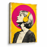 Lienzo Cuadro Decorativo Ritmo Retro Auriculares Arte Pop 60x43cm
