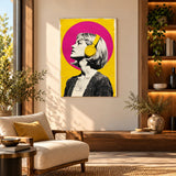 Lienzo Cuadro Decorativo Ritmo Retro Auriculares Arte Pop 60x43cm