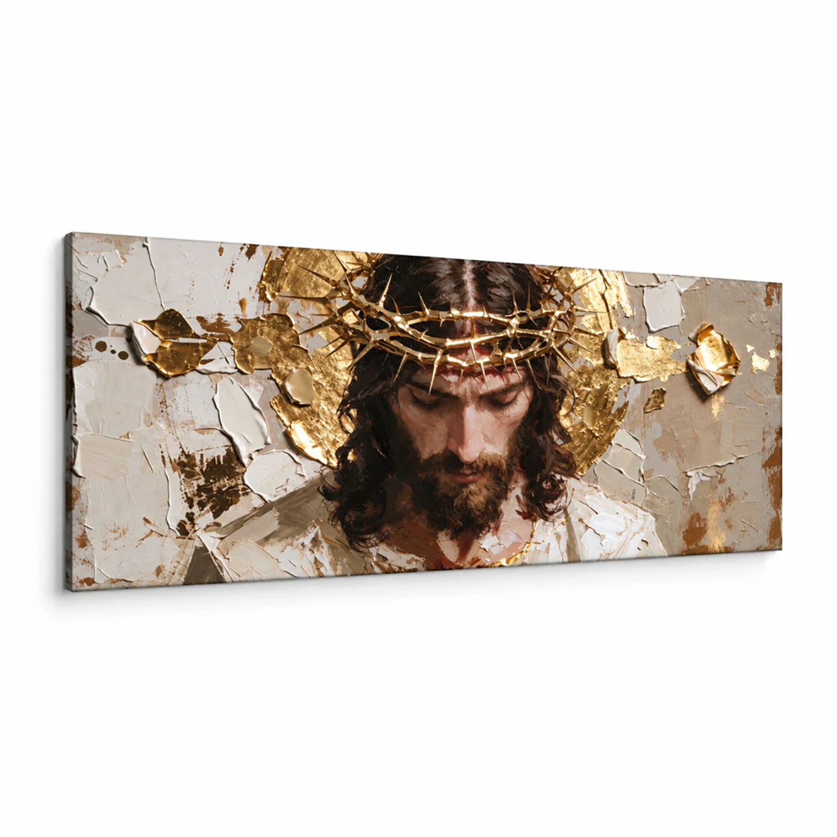 Lienzo Cuadro Decorativo Cristo Rey Corona de Espinas 118x55cm