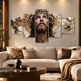 Lienzo Cuadro Decorativo 5 Piezas Jesucristo Sagrado 134x72cm
