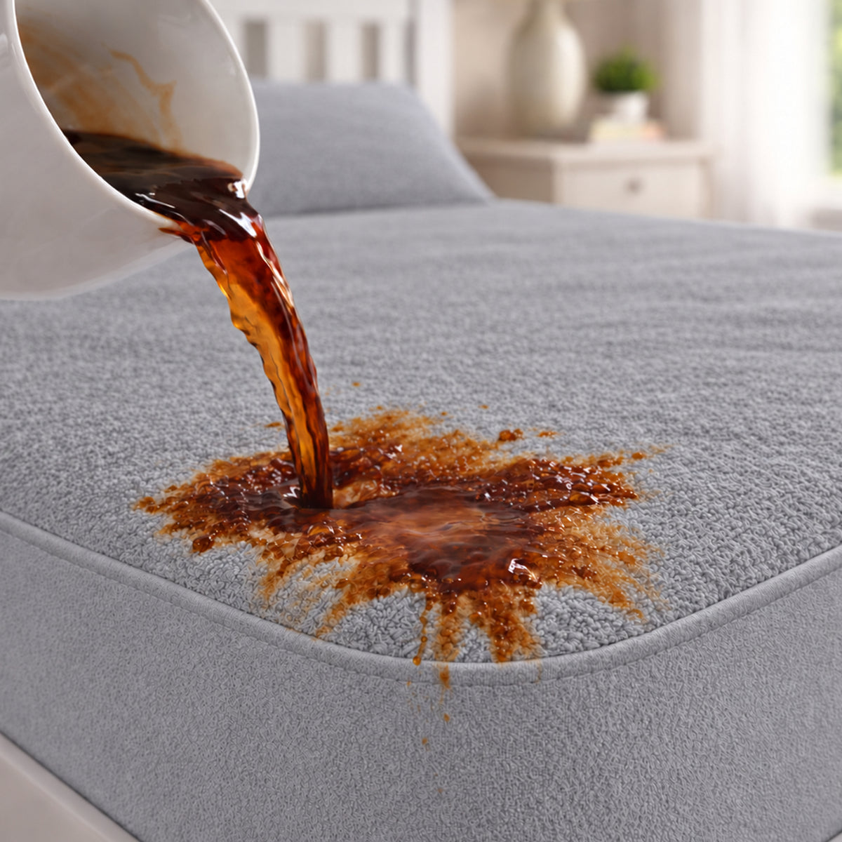 Combo protector de colchón para cama doble gris impermeable 140x190 cm con 2 protectores de almohada