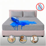 Combo protector de colchón king gris impermeable 200x200 cm con 2 protectores de almohada