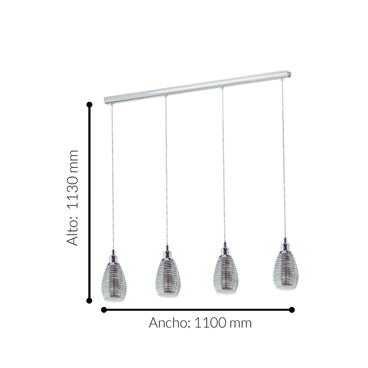Lámpara Colgante Moderno Gris Acero 4 Luces Ajustable - Iluminacion | Bylmo