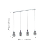 Lámpara Colgante Moderno Gris Acero 4 Luces Ajustable - Iluminacion | Bylmo