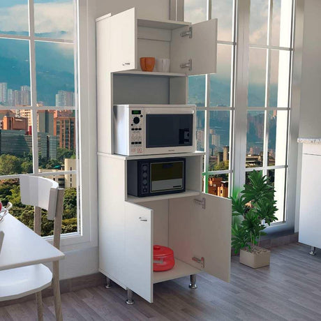 Mueble Microondas Kitchen Blanco 54 cm con Cuatro Puertas y Un Entrepaño