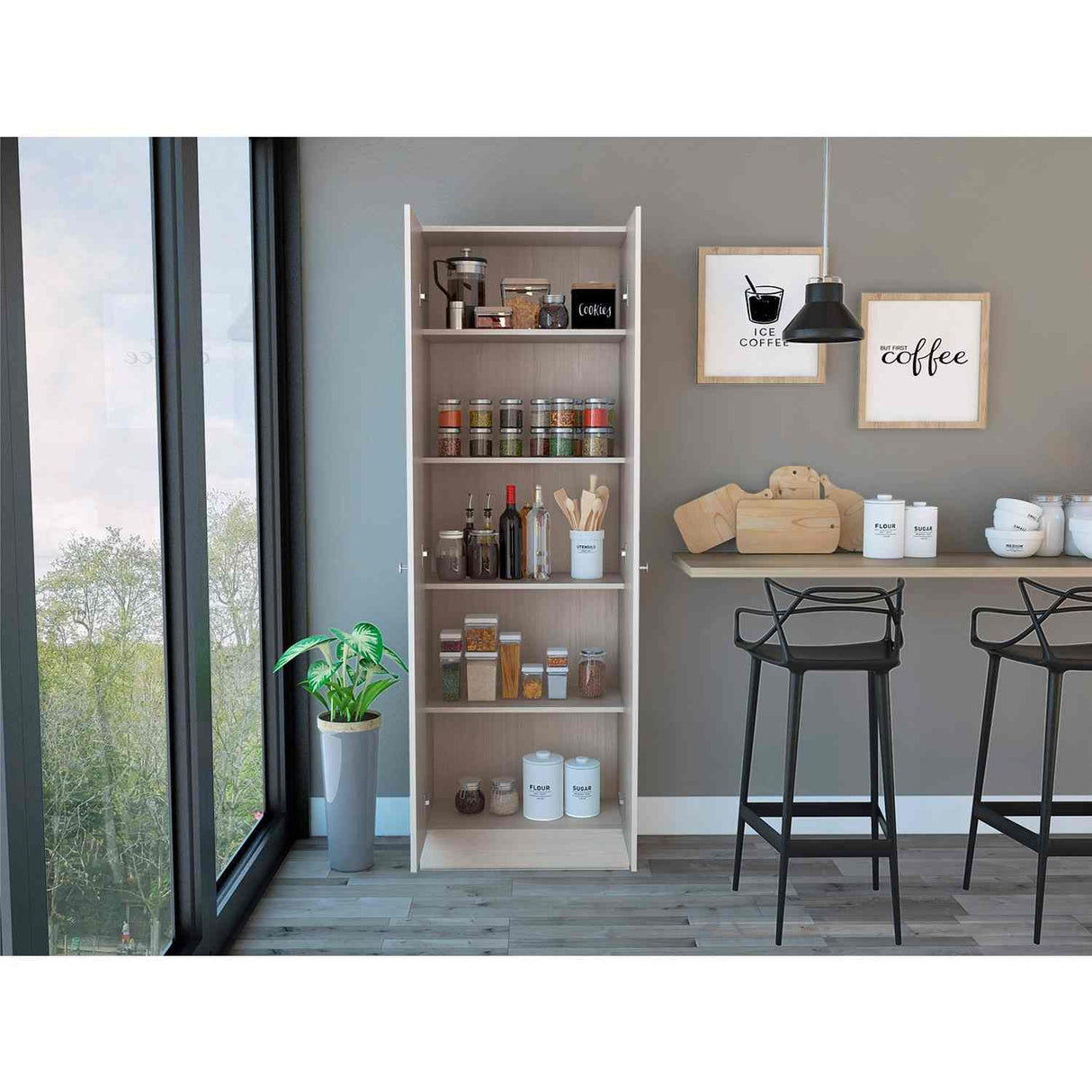 Alacena Flerbruk Niebla 60 cm con Dos Puertas y Cuatro Entrepaños - Alacenas y Muebles Microondas | Bylmo