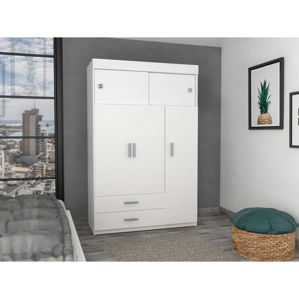 Closet Mobil Blanco 120x187.5cm con 3 Cajones con 3 Entrepaños
