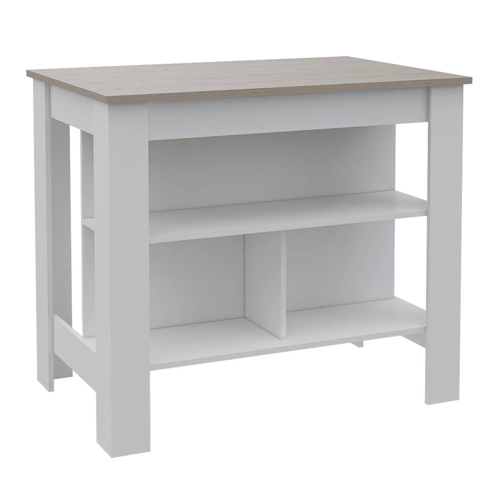 Mueble Auxiliar de Cocina Cala Plus Ceniza y Blanco 103x90cm con Dos Entrepaños y con Tres Comportamientos