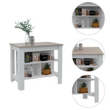 Mueble Auxiliar de Cocina Cala Plus Ceniza y Blanco 103x90cm con Dos Entrepaños y con Tres Comportamientos