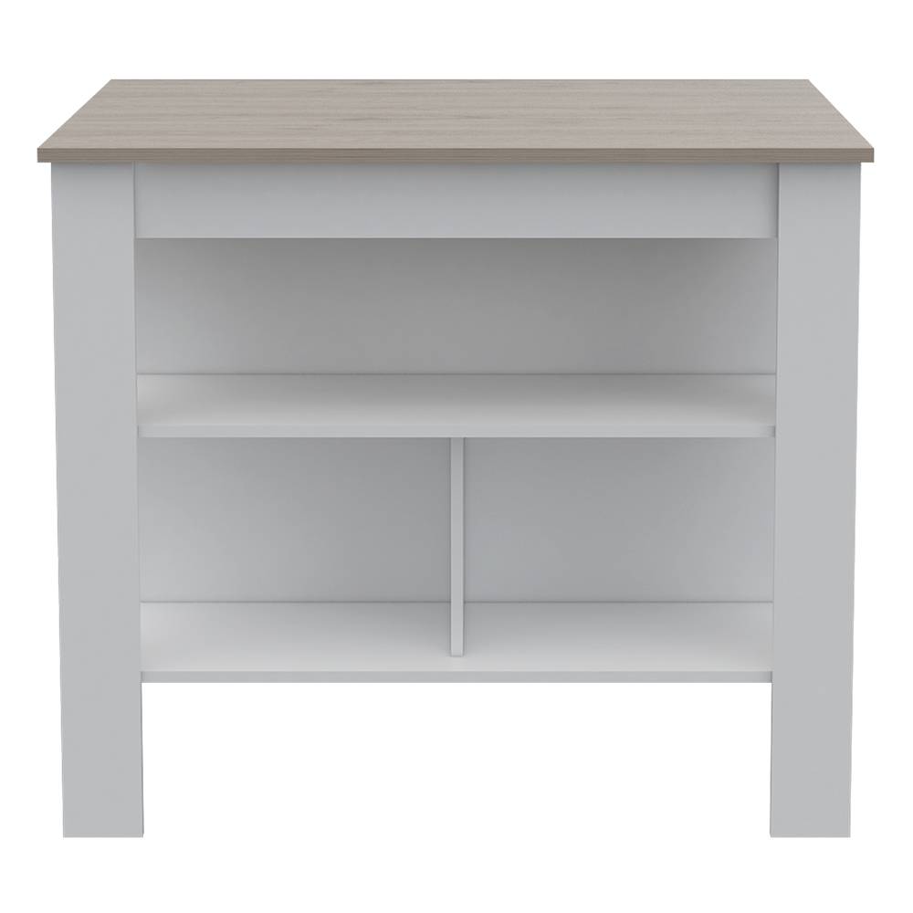 Mueble Auxiliar de Cocina Cala Plus Ceniza y Blanco 103x90cm con Dos Entrepaños y con Tres Comportamientos