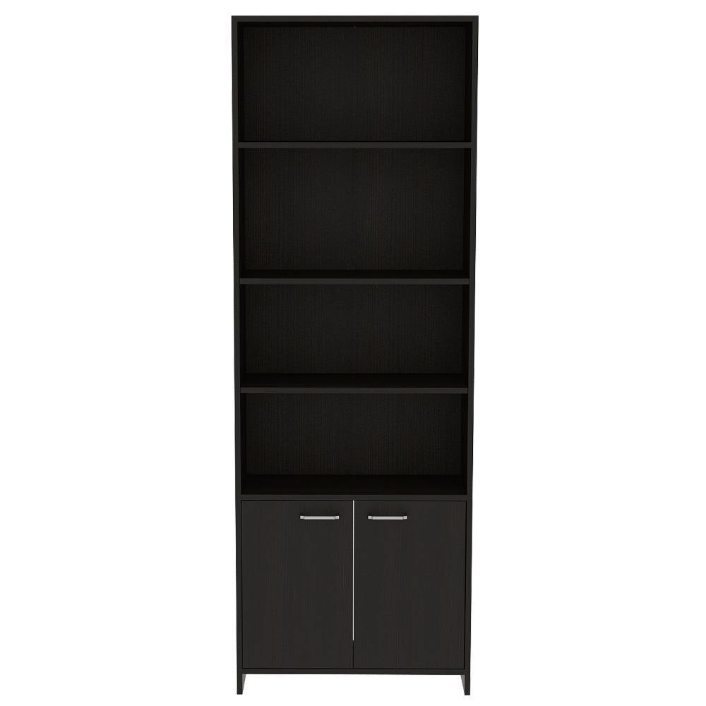 Biblioteca Lisa Wengue 63x180cm con Cuatro Compartimientos y con Un Cajón