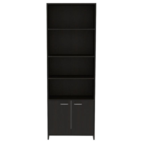 Biblioteca Lisa Wengue 63x180cm con Cuatro Compartimientos y con Un Cajón