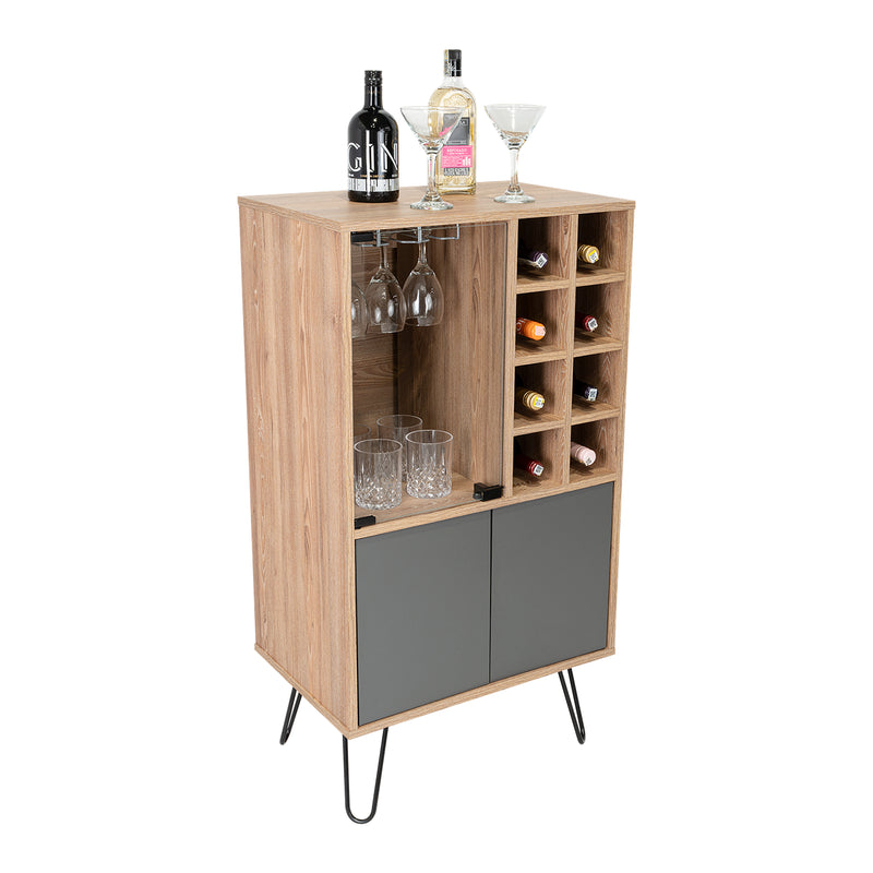 Bar Vassel Miel y Plomo 59 cm con Puerta de Vidrio